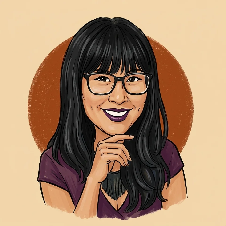Illustrated caricature of Jackie Lam