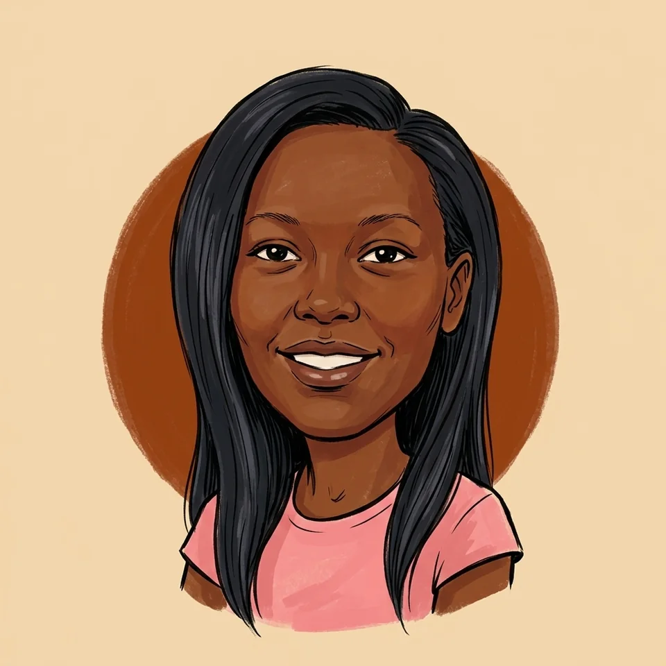 Illustrated caricature of Lydia Kibet
