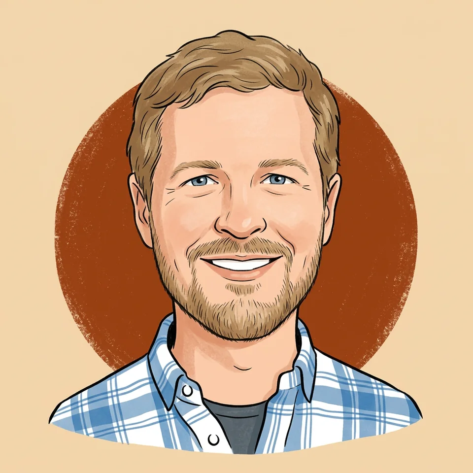 Illustrated caricature of Bob Haegele